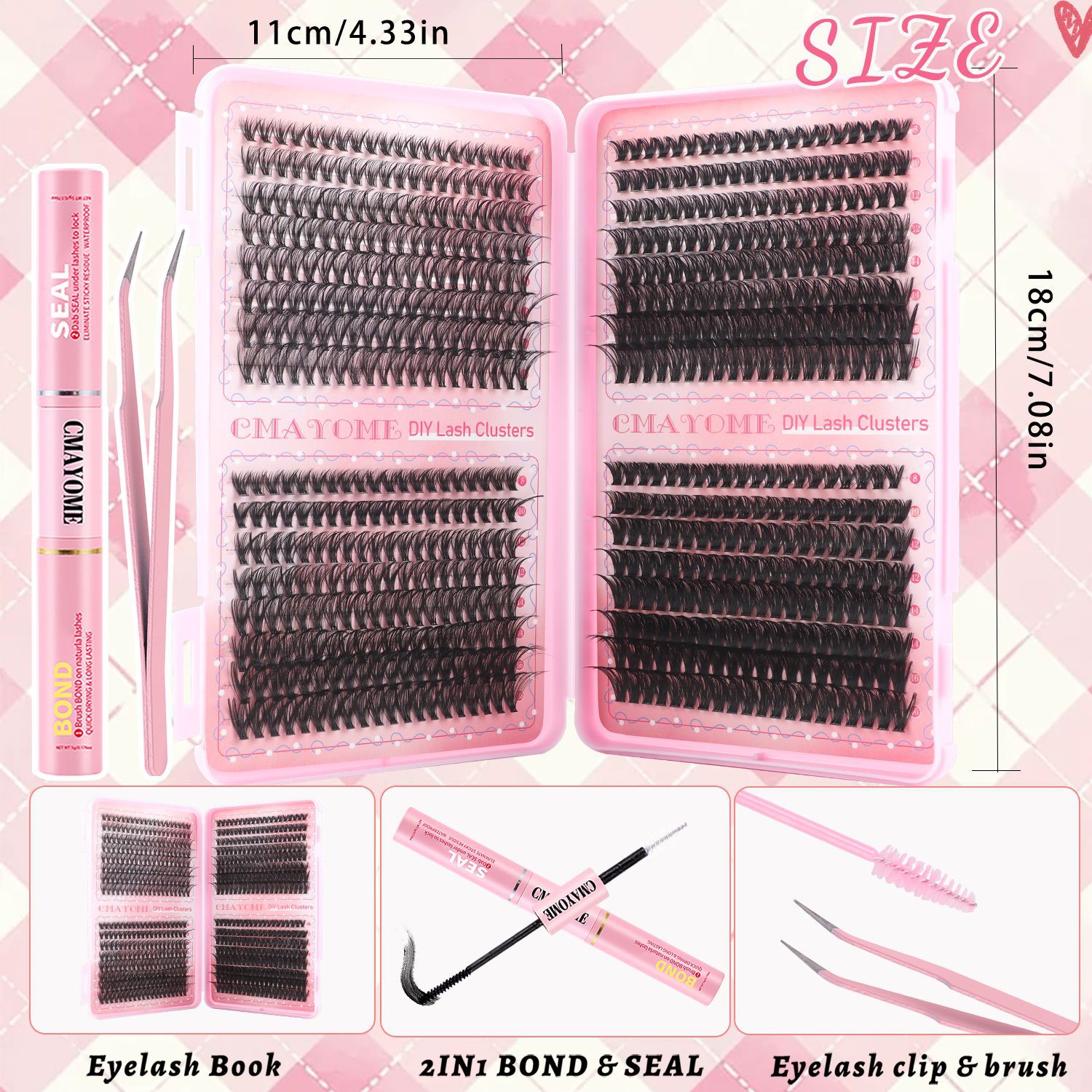 640 Clusters DIY Lashes Kit D Curled DIY Segmented Eyelash Extensions Accessory Thick Fluffy Individual Eyelashes Wispy Handmade Reusable Grafted Lash