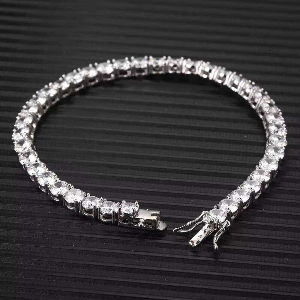 Fashion Jewelry 1 Row 3-6mm Silicon Stone Hip Hop Silver 925 VVS Moissanite Tester Iced Tennis Bracelet