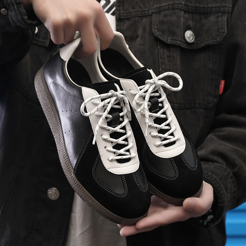 Men's Korean-style genuine leather breathable versatile retro invisible 5cm height-increasing casual sneakers for niche sports German training sh