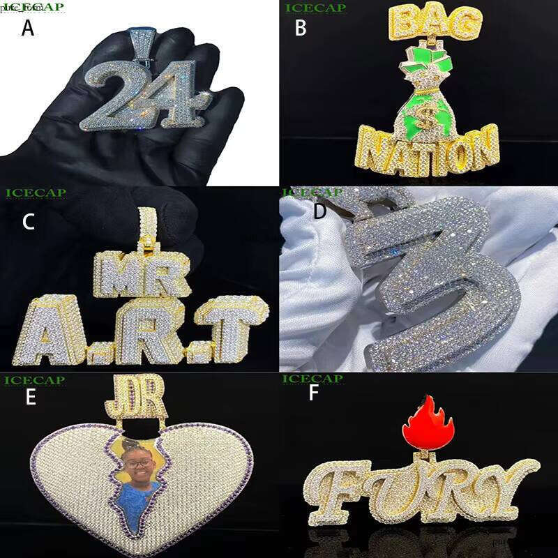 Custom 925 Sterling Silver Two-tone Men's Hip-hop VVS Moissanite Iced-out Gold Pendant and Amulet