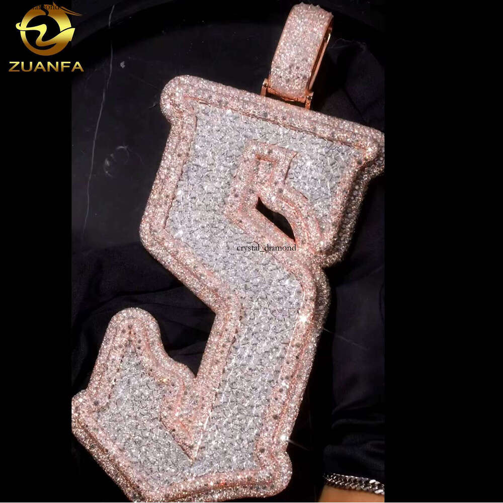 Ice out VVS Moissanite Premium Jewelry Personalized 925 Silver Hip-Hop Letter Iced Custom Name Initial Silicon Stone Moissanite Pendant