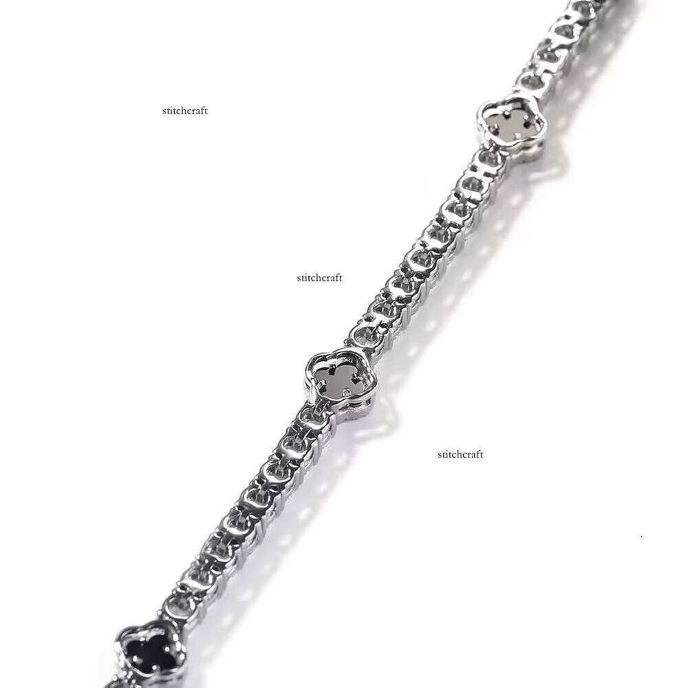Fashion Jewelry for Women and Men 4mm Hypoallergenic Brass AAAAA CZ Diamond Black Four-Leaf Clover Tennis Necklace