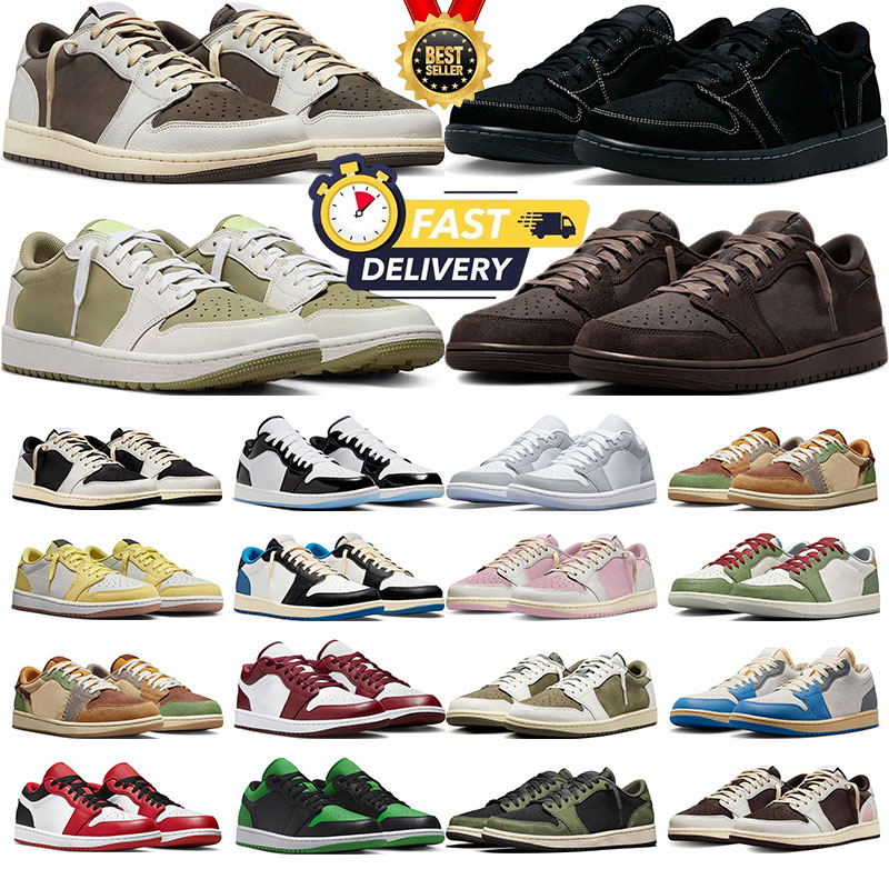 free shipping travis 1 1s basketball shoes men women designer sneakers low top trainers athletic sports shoe olive Reverse Mocha low 1s travi travisscot 1
