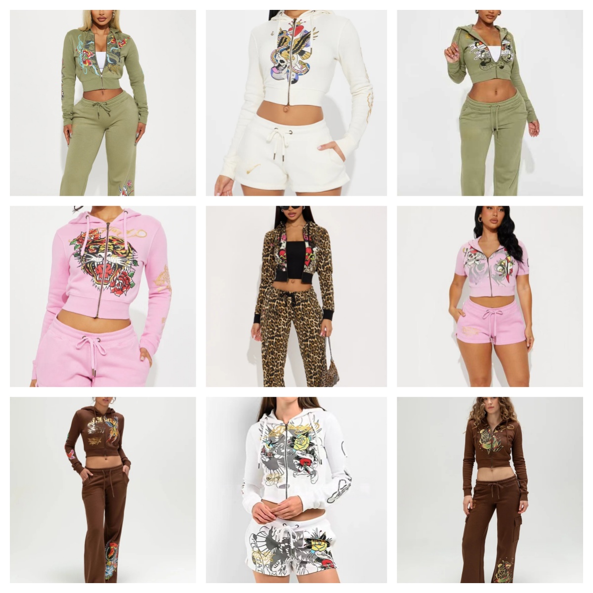 Tracksuit women ed Hardytracksuit Women 2 Piece Set Women Pattern Letter Print Sets For Women Outfits Fashion Outfits For Woman Sports Zip Hooded Sweatshirt