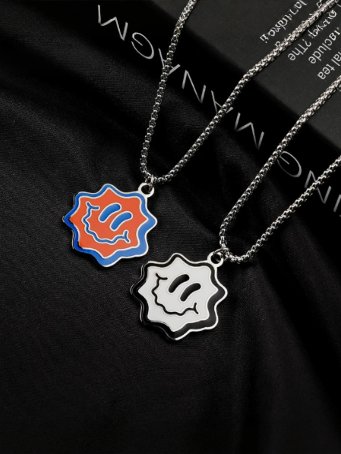 Wave Cartoon Smile Face Necklace - Hip Hop Unique Design, Minimalist Jagged Smile Pendant, Street Style Metal Chain Trendy Accessory