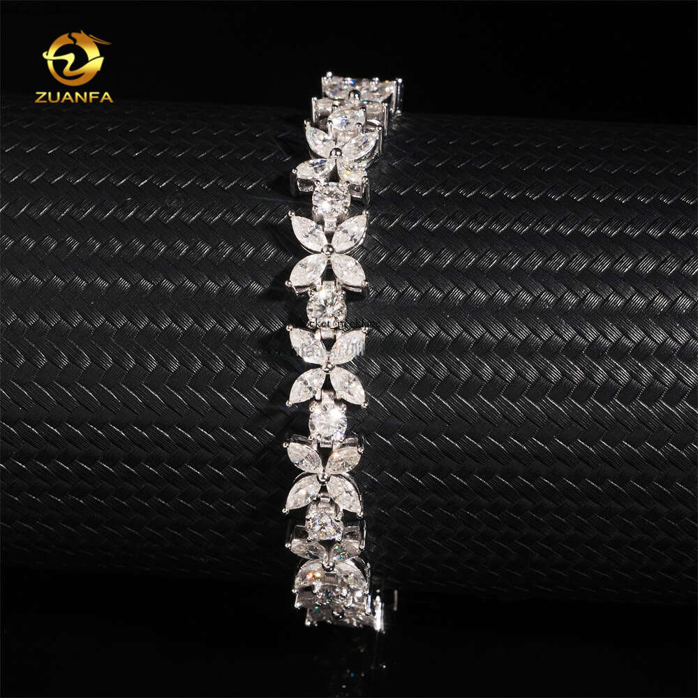 Unique Design Women's Elegant Style 925 Sterling Silver Luxurious Marquise Moissanite VVS Moissanite VVS1 Cluster Tennis Bracelet