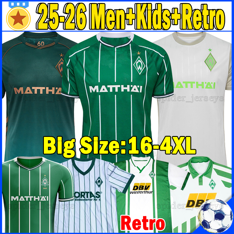 XXXL 4XL 25 26 Werder Bremen Soccer Jerseys Retro 1994 97 2001 03 Football Shirts STAGE MBANGULA NJINMAH LYNEN GRULL SCHMID COULIBALY TOPP Men Uniforms Kids Kits Sets