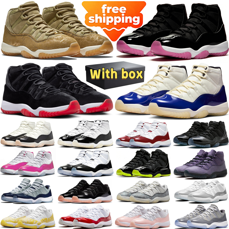 free shipping designer basketball shoes 11 11s mens sneakers woman trainers Pink Jams Cheery Neutral Olive Bred Velvet Low Tops sport chaussures shoe with box