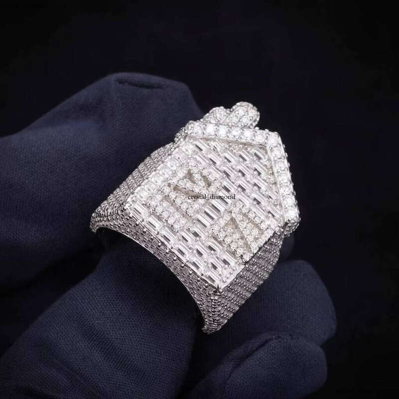 Hip-Hop Boutique Jewelry 3.8ct 9K 10K 14K 18K Real White Gold Iced VVS IGI Baguette Lab Grown VVS Moissanite Trap House Men's Ring