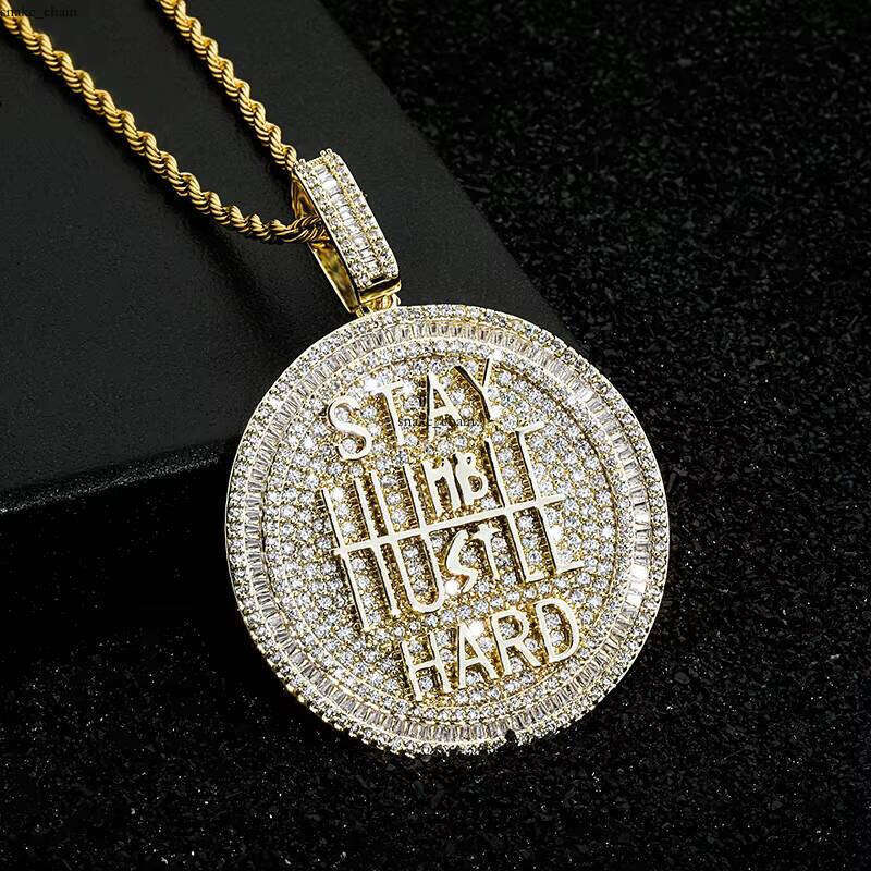 Ins Hot Brass Hip Hop Keep Calm Pendant Gold VVS Moissanite Necklace for Women Girls