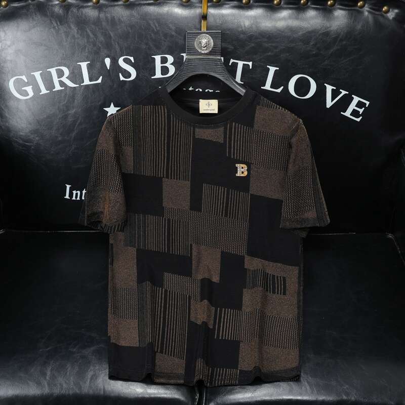 Summer New Men's Short T-Shirt Round Neck High-End Quality Mercerized Cotton Half Sleeve Tee Factory Direct Men