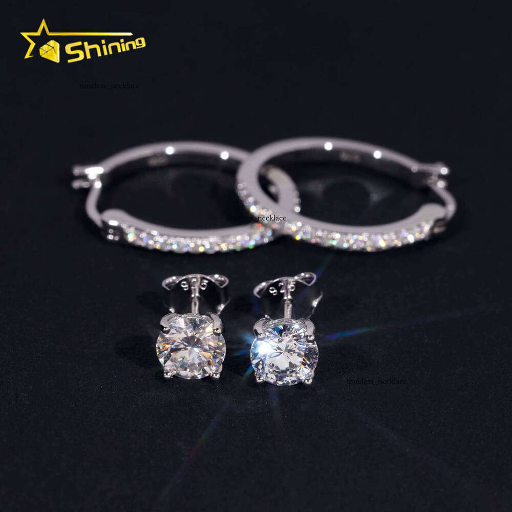 Hoop Earring Gold Plated 925 Sterling Silver Gra VVS VVS Moissanite Moissanite Stud Earrings Sets