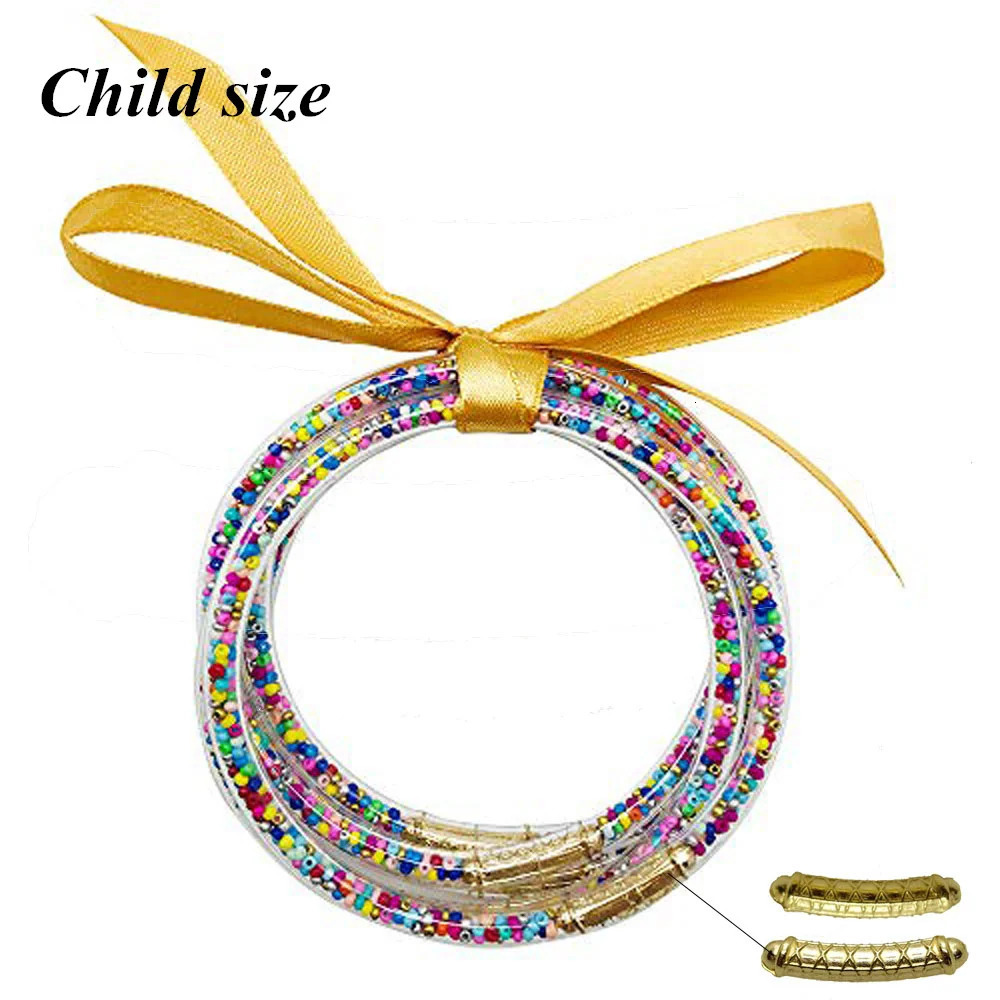 5Pcs/set Child Kid Glitter Jelly Bracelets Gold Color Buddhist Rush Bracelets Tibetan Buddha Temple Bangles 251222