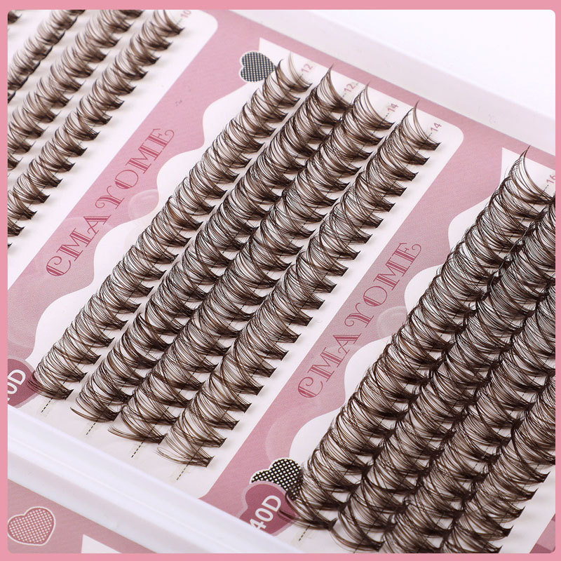 480Pcs Thick Fluffy Individual Eyelashes Black + Brown DIY Cluster Lashes Kit with Lash Bond & Seal Hand Made Reusable D Curled DIY Segmented Eyelash 