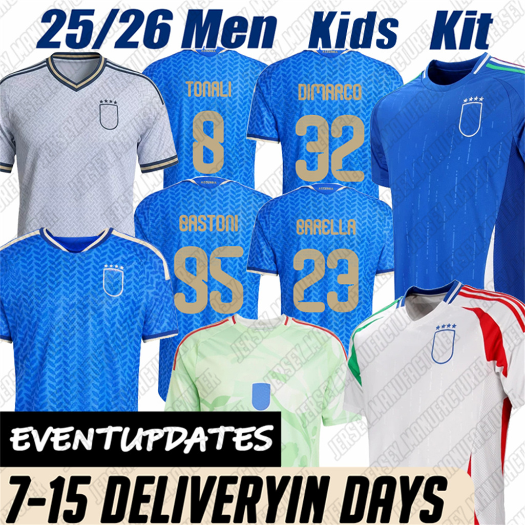 25 26 ltalia football Dimarco Alessandro Bastoni NicoloBarella Soccer Wear Mateo Retegui Gianluigi Donnarumma Andrea Cambiaso 2025 Men Jerseys kit