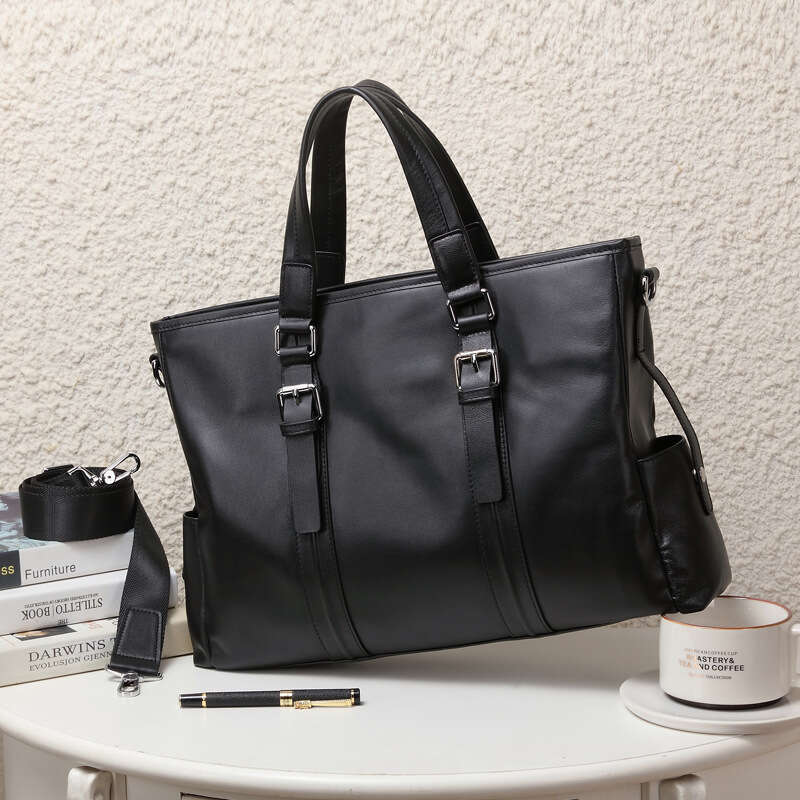 Luxury shoulder bag, crossbody bag, casual new leather men's handbag, business briefcase, horizontal cowhide shoulder bag, one-piece SENYY