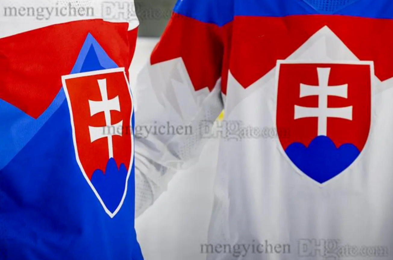 Men's Team Slovakia 2026 Milano Cortina Hockey Jerseys 20 Juraj Slafkovsky 5 Simon Nemec Dalibor Dvorsky Samuel Honzek Winter Olympices Blue White Stitched
