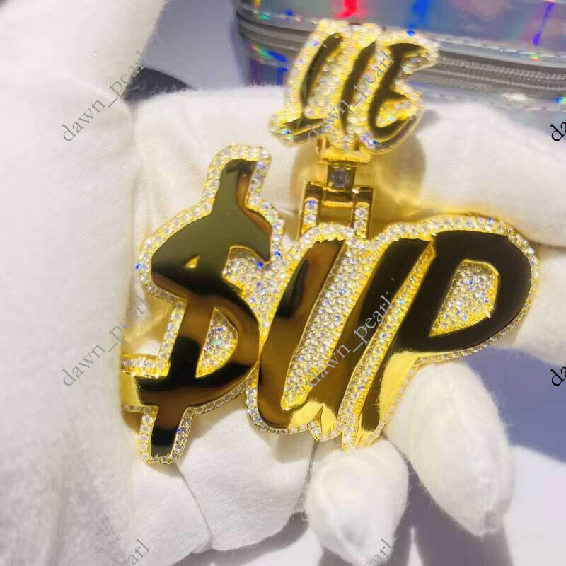 Hip Hop Jewelry Pass Tester Cold Ice Out Letter Big D Color VVS Silicon Stone Pendant Thick Chain Men