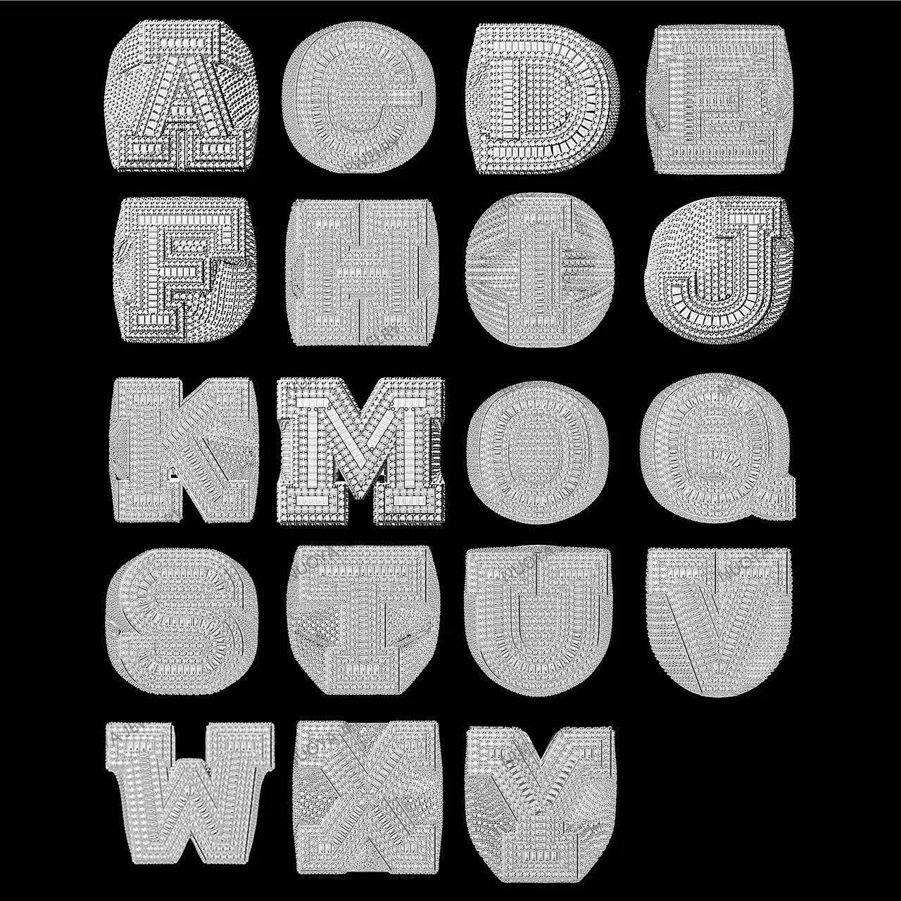 Custom Letter Ring Mens Jewelry Iced Out Hip Hop Jewelry A-Z Initial Moissanite Baguette Diamond Big 26 Letters Ring