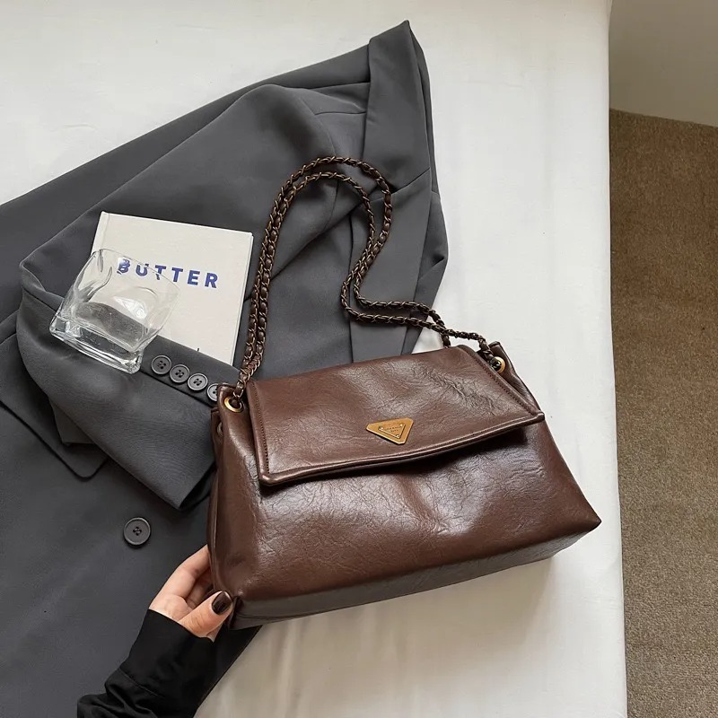 bag women Shoulder Crossbody tote bags Ladies Flap Fashion Handbag Square Leather Black Chain High Quality