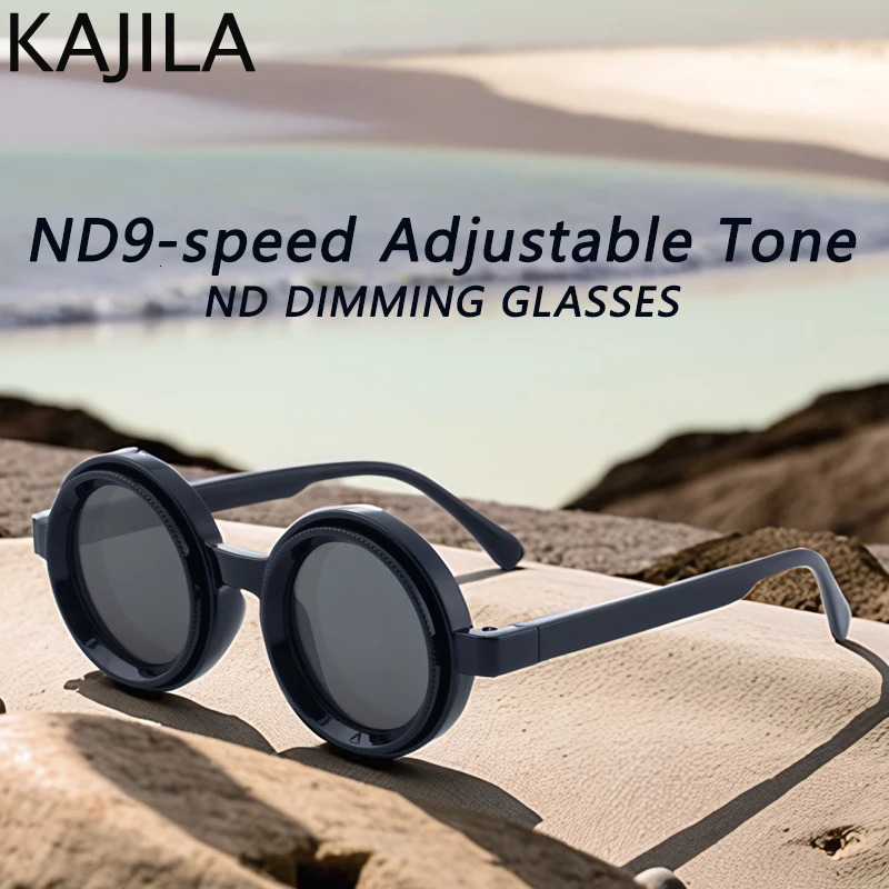 Polarized Small Frame Round Steampunk ND9 Adjustable Dimming Sunglasses Men Light-Reducing Sun Glasses For Fishing Driving UV400 251225