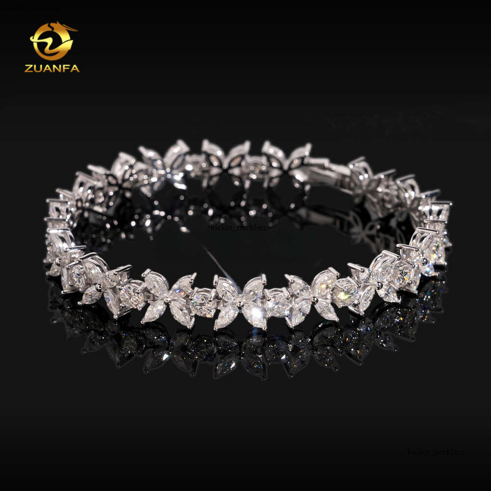 Unique Design Women's Elegant Style 925 Sterling Silver Luxurious Marquise Moissanite VVS Moissanite VVS1 Cluster Tennis Bracelet