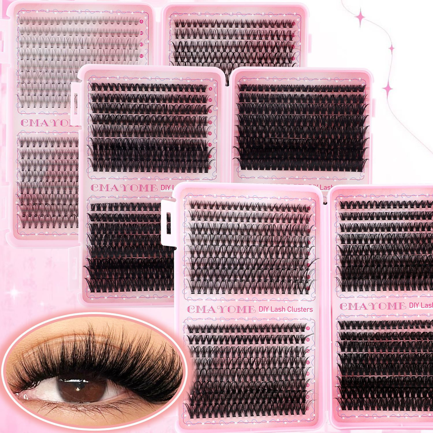 640 Clusters DIY Lashes Kit D Curled DIY Segmented Eyelash Extensions Accessory Thick Fluffy Individual Eyelashes Wispy Handmade Reusable Grafted Lash