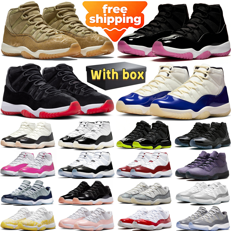 free shipping designer basketball shoes 11 11s mens sneakers woman trainers Pink Jams Cheery Neutral Olive Bred Velvet Classic sport chaussures shoe with box