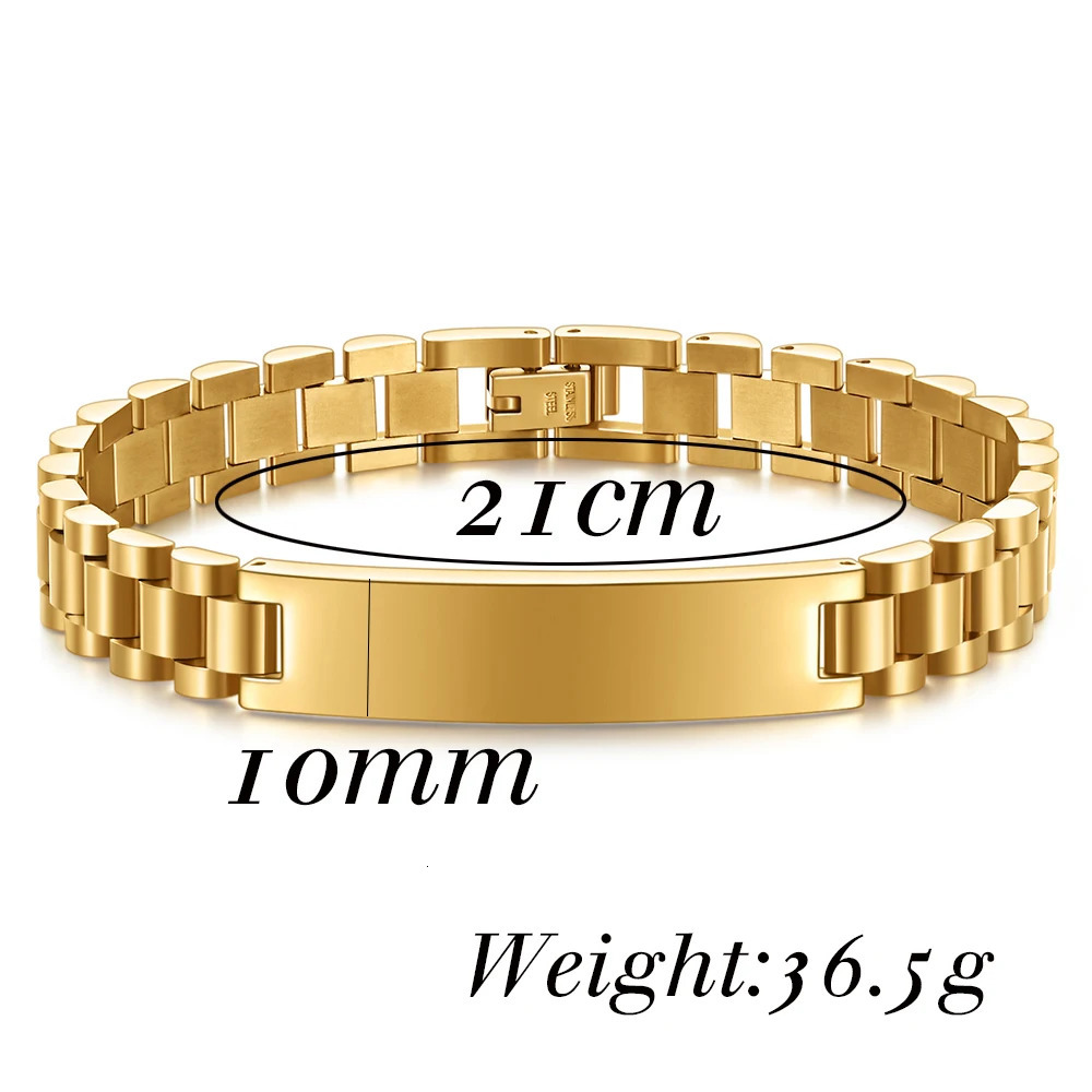 Fashion Watch Chain 10mm Smooth Steel Bracelet for Men Customizable Personalized Male Gentleman Business Gift Jewelry 251230