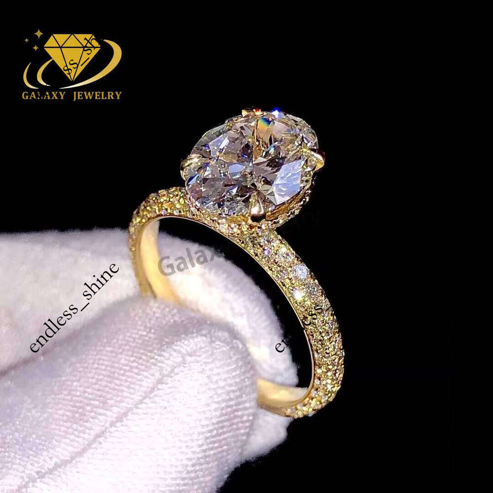 18K 14k Real Gold Jewelry IGI GIA Certified HPHT CVD Lab Grown Oval Cut 3-5ct VVS Moissanite 4-Prong Engagement Wedding Ring