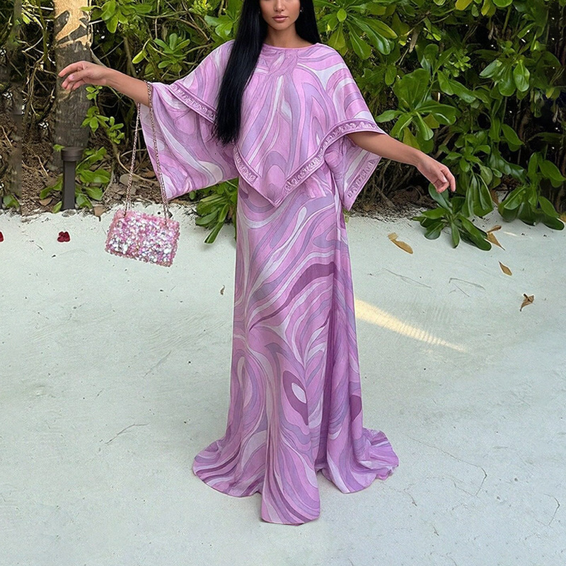 Summer New Sexy Womens Loose Fashion Printed Irregular Vacation Set