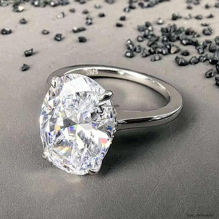 VVS Moissanite Direct Sale 925 Sterling Silver Women's Wedding Ring Rhodium Plated Large Oval Brilliant Stone Elegant Classic