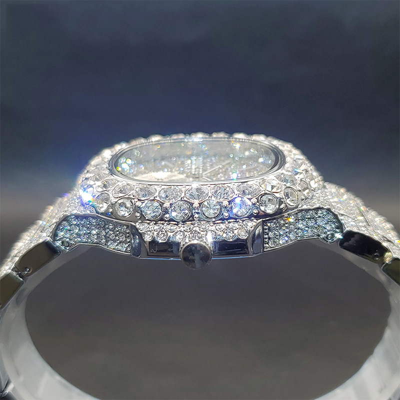 Designer Hip Hop Iced Out Square Quartz Watch for Men Moissanite CZ Rhinestone Thorn Dial Bling Rapper Wristwatch 126849