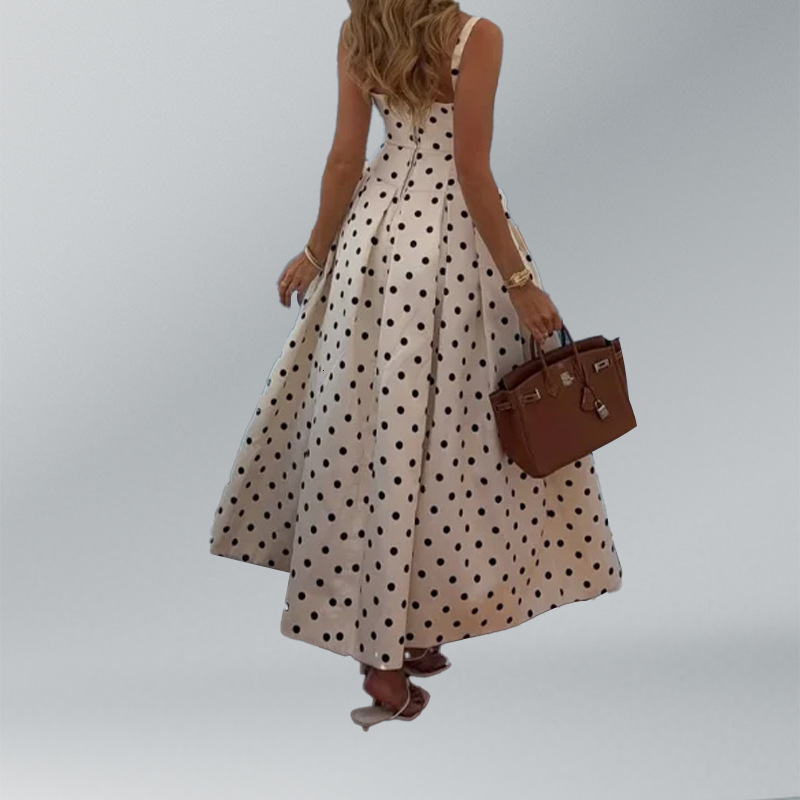 Autumn New Fashion High-end Polka Dot Strapless Dress Off-shoulder Dress
