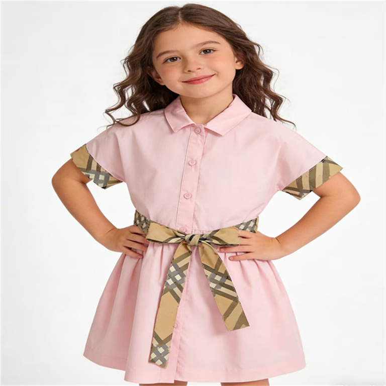 New summer baby girl dress with luxurious print, short-sleeved dress for little girls, designer baby princess dress, children's clothing size 90-160cm G10