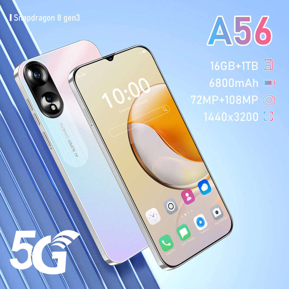 Famous brand cross-border new product A56 Android smartphone 7.3-inch large screen 16+1T phone factory price CKS
