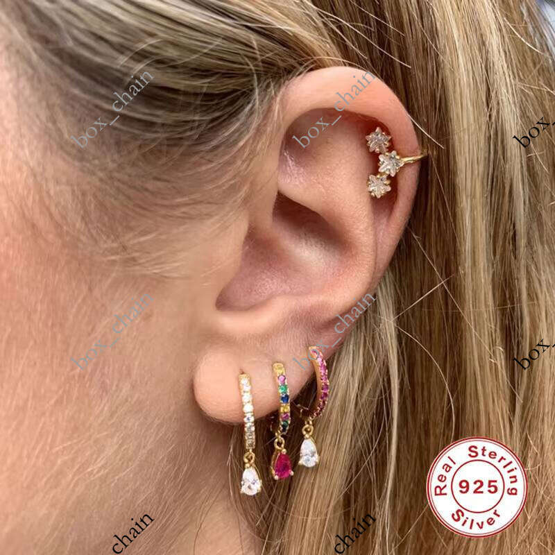 ROXI Wholesale Colorful Inlaid VVS Moissanite 18K Gold Plated Jewelry s925 Sterling Silver Earrings