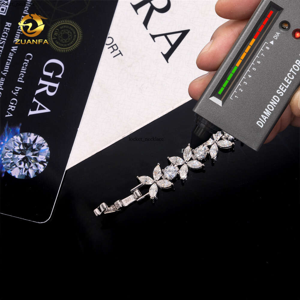 Unique Design Women's Elegant Style 925 Sterling Silver Luxurious Marquise Moissanite VVS Moissanite VVS1 Cluster Tennis Bracelet