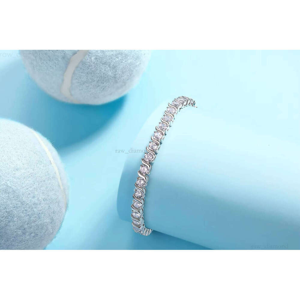 Bracelet for Women 925 Silver Luxury Full Fine Row VVS Moissanite with Sandstone Bestie Birthday Gift