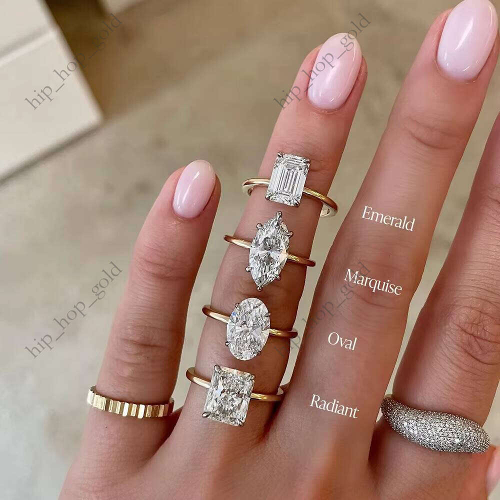 Customizable 10K 18K Gold Solitaire 1CT 5CT Oval Cushion Cut VVS Synthetic/Lab-Grown VVS Moissanite Engagement Ring - view 4