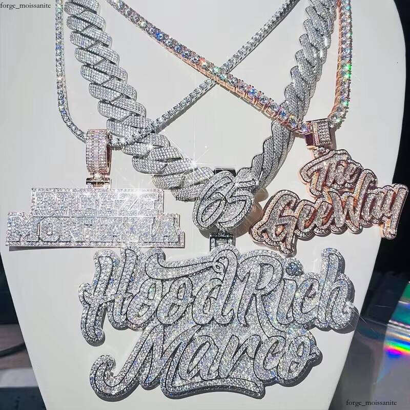 Latest Design Fashion Jewelry 925 Silver Iced VVS Moissanite Round Moissanite Hiphop Men's 3D Flame Symbol Necklace Pendant