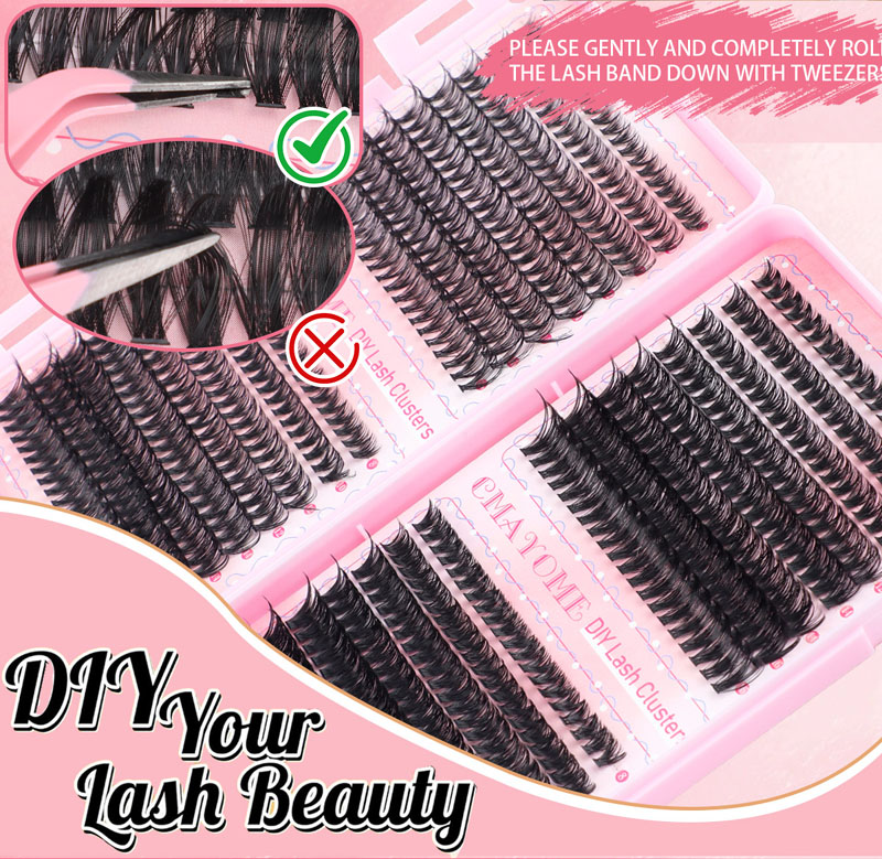 640 Clusters DIY Lashes Kit D Curled DIY Segmented Eyelash Extensions Accessory Thick Fluffy Individual Eyelashes Wispy Handmade Reusable Grafted Lash