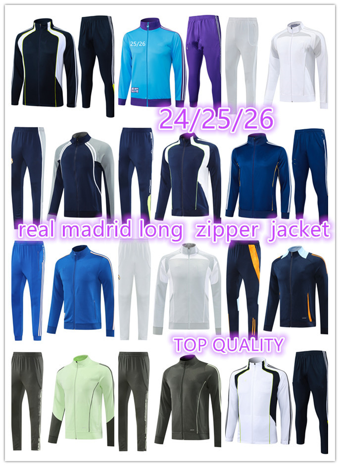 24 25 26 real Mmadrids TRACKSUIT adult long zipper jacket Soccer Tracksuits Sets VINI JR BELLINGHAM kit chandal futbol survetement 2025 2026 TRAINING suit jackets