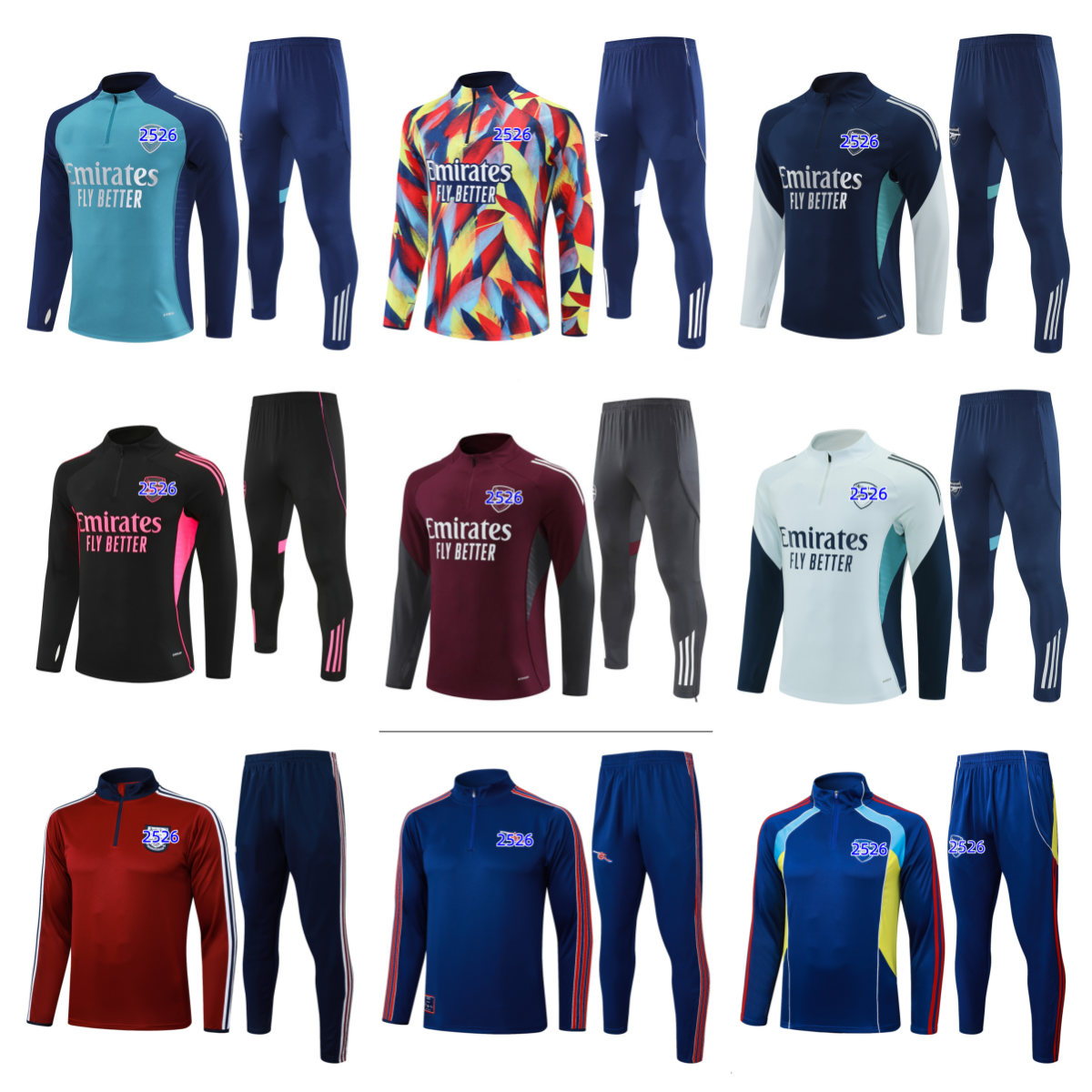 26/27 Arsenale tracksuits sets Men kids ArsenalE soccer tracksuit Half pulled Long Sleeve saka Gunners training suit survetement foot chandal jogging kits