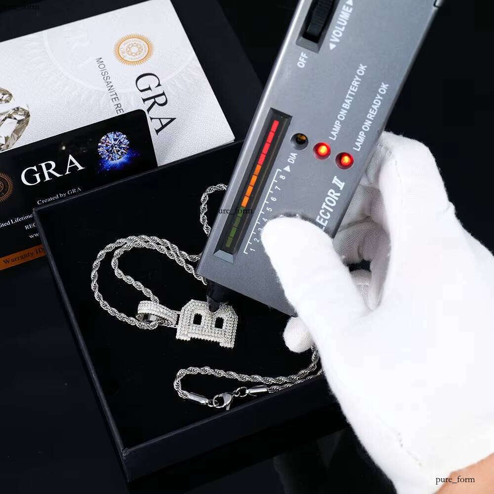 925 Silver Hip-Hop Letter B Pendant with VVS Siliconite Moissanite GRA Certificate Iced Fashion Charm Jewelry