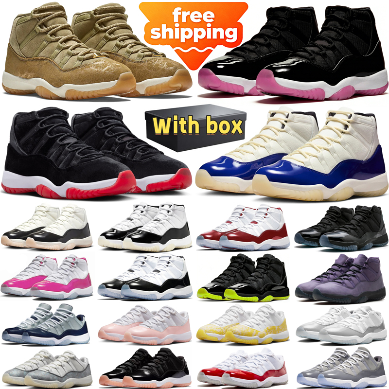 free shipping designer basketball shoes 11 11s mens sneakers woman trainers Pink Jams Cheery Neutral Olive Bred Velvet Original sport chaussures shoe with box