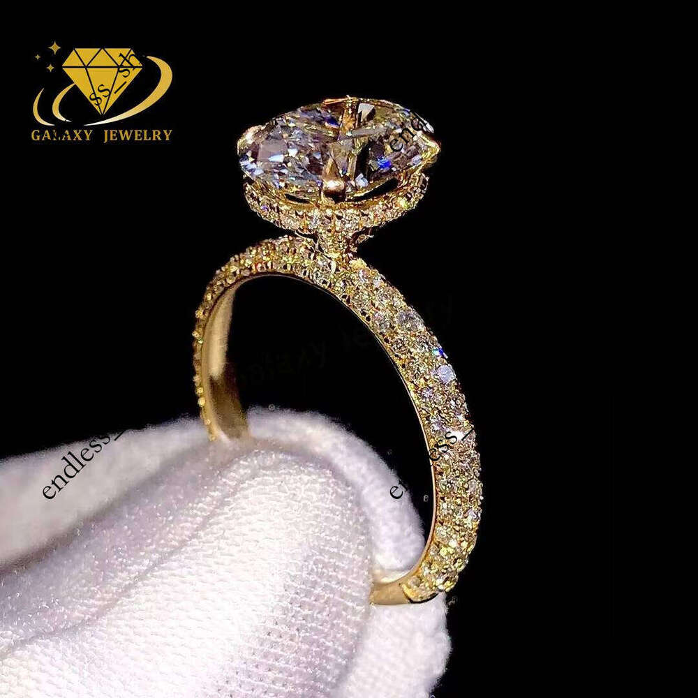 18K 14k Real Gold Jewelry IGI GIA Certified HPHT CVD Lab Grown Oval Cut 3-5ct VVS Moissanite 4-Prong Engagement Wedding Ring