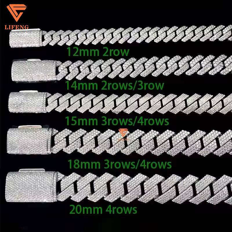 Wholesale VVS Moissanite Ice Men's 14mm Wide 925 Sterling Silver 18k Gold Plated Diamond Rapper Cuban Chain Necklace