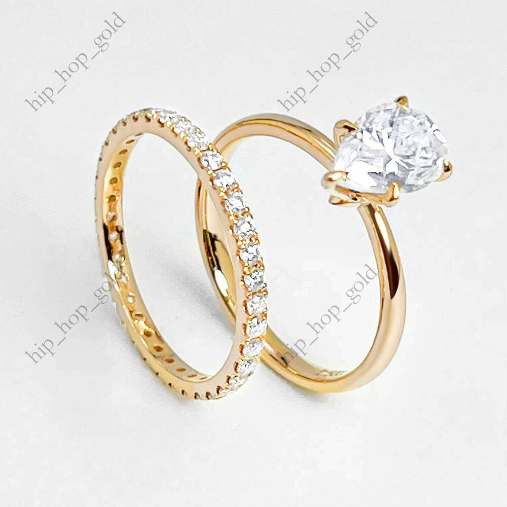 VVS Moissanite Romantic Round Custom Women Silicon Stone 18k Real Rose Wedding Solid Ring Gold