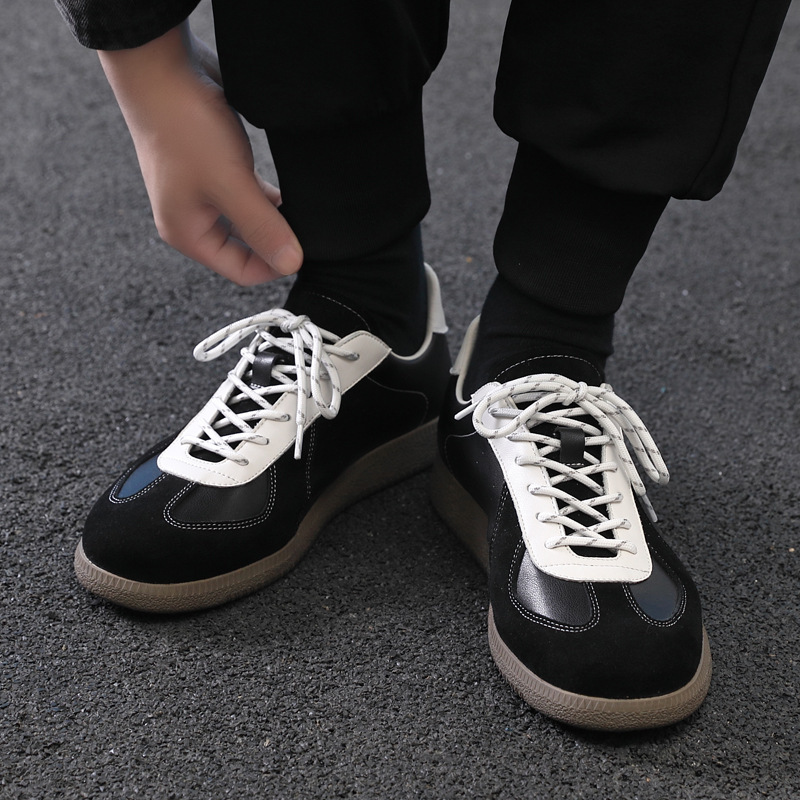 Men's Korean-style genuine leather breathable versatile retro invisible 5cm height-increasing casual sneakers for niche sports German training sh